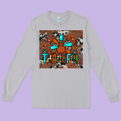 Thankful Turkey Png Long Sleeve Tee Designed By Jahusdesignshop