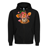 Black valentines day orange cow Zipper Hoodie - Jasminsmagicworld