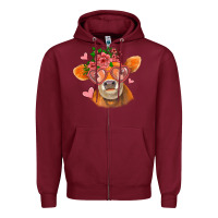 Burgundy valentines day orange cow Zipper Hoodie - Jasminsmagicworld