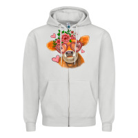 Dove Grey valentines day orange cow Zipper Hoodie - Jasminsmagicworld