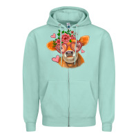 Seafoam valentines day orange cow Zipper Hoodie - Jasminsmagicworld