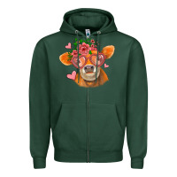Sports Green valentines day orange cow Zipper Hoodie - Jasminsmagicworld