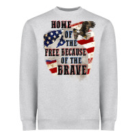 Heather Grey Home of the free because of the brave 4th of july Heavyweight Sweatshirt - CowGirlArtShop