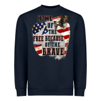 Navy Home of the free because of the brave 4th of july Heavyweight Sweatshirt - CowGirlArtShop