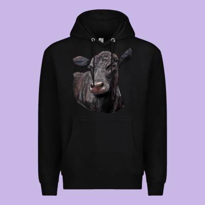 Black Angus Cow Illustrations Premium Hoodie Designed By Lillyallendesigns