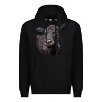 Black Black Angus Cow Illustrations Premium Hoodie - LillyAllenDesigns