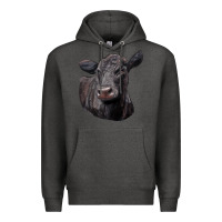 Charcoal Heather Black Angus Cow Illustrations Premium Hoodie - LillyAllenDesigns