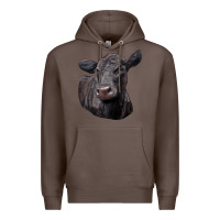 Coffee Black Angus Cow Illustrations Premium Hoodie - LillyAllenDesigns
