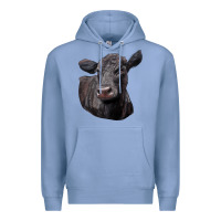 Colony Blue Black Angus Cow Illustrations Premium Hoodie - LillyAllenDesigns