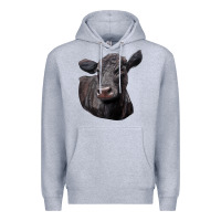 Heather Grey Black Angus Cow Illustrations Premium Hoodie - LillyAllenDesigns