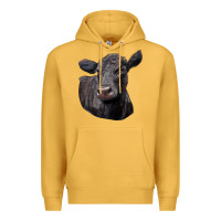Mustard Black Angus Cow Illustrations Premium Hoodie - LillyAllenDesigns