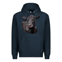 Navy Black Angus Cow Illustrations Premium Hoodie - LillyAllenDesigns