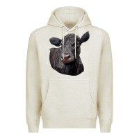 Oatmeal Heather Black Angus Cow Illustrations Premium Hoodie - LillyAllenDesigns