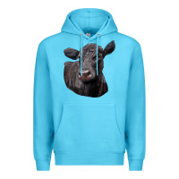Ocean Blue Black Angus Cow Illustrations Premium Hoodie - LillyAllenDesigns