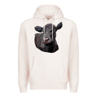 Pale Pink Black Angus Cow Illustrations Premium Hoodie - LillyAllenDesigns