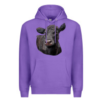 Purple Black Angus Cow Illustrations Premium Hoodie - LillyAllenDesigns
