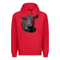 Red Black Angus Cow Illustrations Premium Hoodie - LillyAllenDesigns