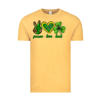 Vintage Mustard peace love luck st. patricks day nePeace love luck Vintage Tee - Neo Western