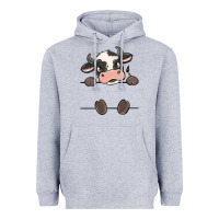 Heather Grey custom cow Heavyweight Hoodie - MaliasSmallBusiness