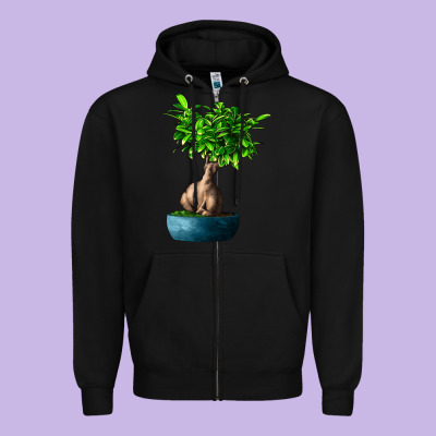 Ficus Ginsenge Zipper Hoodie Designed By Lillyallendesigns