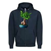 Navy Ficus Ginsenge Zipper Hoodie - LillyAllenDesigns