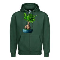 Sports Green Ficus Ginsenge Zipper Hoodie - LillyAllenDesigns