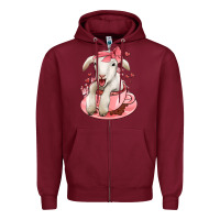 Burgundy valentines day lamb Zipper Hoodie - Jasminsmagicworld