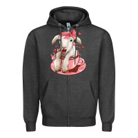 Charcoal Heather valentines day lamb Zipper Hoodie - Jasminsmagicworld