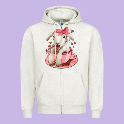 Valentines Day Lamb Zipper Hoodie Designed By Jasminsmagicworld