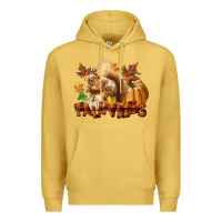 Antique Gold Fall Vibes Squirrel Premium Hoodie - LillyAllenDesigns
