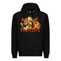 Black Fall Vibes Squirrel Premium Hoodie - LillyAllenDesigns