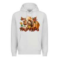 Dove Grey Fall Vibes Squirrel Premium Hoodie - LillyAllenDesigns