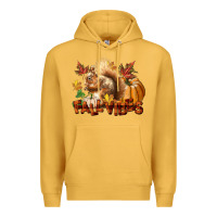 Mustard Fall Vibes Squirrel Premium Hoodie - LillyAllenDesigns
