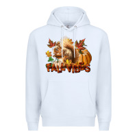 White Fall Vibes Squirrel Premium Hoodie - LillyAllenDesigns