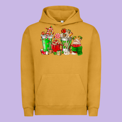 Christmas Coffee Cup Urban Hoodie Designed By Nancycooperartshop