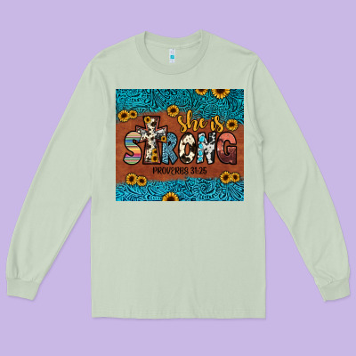 She Is Strong Long Sleeve Tee Designed By Jahusdesignshop