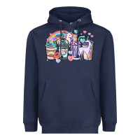 Navy unicorn coffee cups Heavyweight Hoodie - NancyCooperArtShop