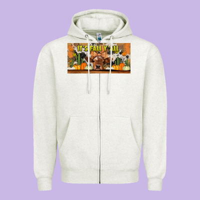 It's Fall Y'all Cow Zipper Hoodie Designed By Jasminsmagicworld