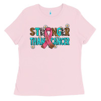 Bubblegum Pink stronger than cancer with cancer ribbon Ladies Tee - AdoDesignShop