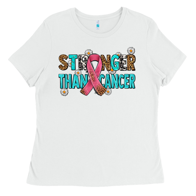 Stronger Than Cancer With Cancer Ribbon Ladies Tee by AdoDesignShop | Teevron