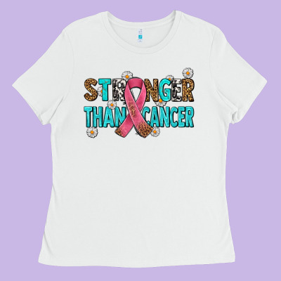 Stronger Than Cancer With Cancer Ribbon Ladies Tee Designed By Adodesignshop
