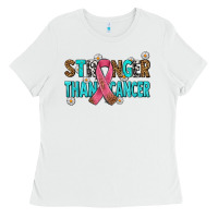 White stronger than cancer with cancer ribbon Ladies Tee - AdoDesignShop