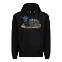 Black Black Angus Calf Illustrations Premium Hoodie - LillyAllenDesigns