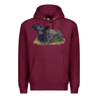 Burgundy Black Angus Calf Illustrations Premium Hoodie - LillyAllenDesigns