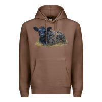 Chestnut Black Angus Calf Illustrations Premium Hoodie - LillyAllenDesigns