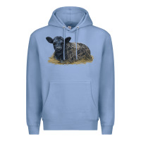 Colony Blue Black Angus Calf Illustrations Premium Hoodie - LillyAllenDesigns