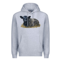 Heather Grey Black Angus Calf Illustrations Premium Hoodie - LillyAllenDesigns