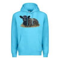 Ocean Blue Black Angus Calf Illustrations Premium Hoodie - LillyAllenDesigns