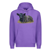 Purple Black Angus Calf Illustrations Premium Hoodie - LillyAllenDesigns