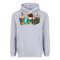 Heather Grey western coffee cups Heavyweight Hoodie - NancyCooperArtShop
